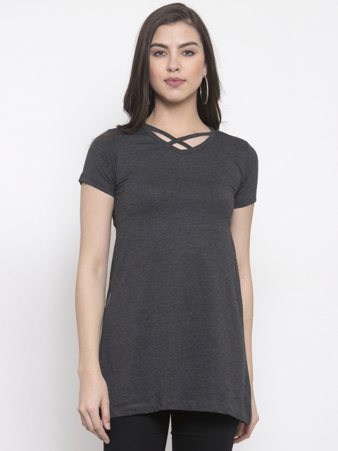 

Kalt Women Grey Melange Solid A-Line Top