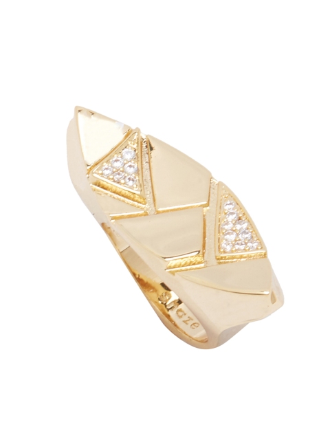

shaze Gold-Toned & White Artificial Stone Studded Boat Ring