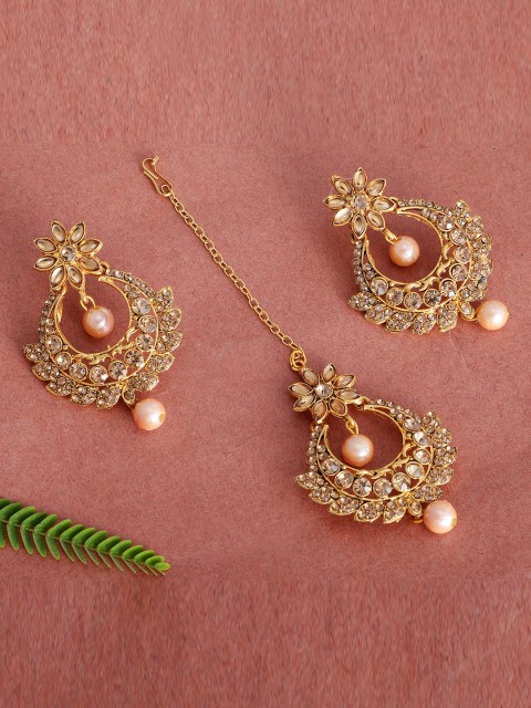 

Crunchy Fashion Gold-Toned Teardrop Shaped Drop Earrings