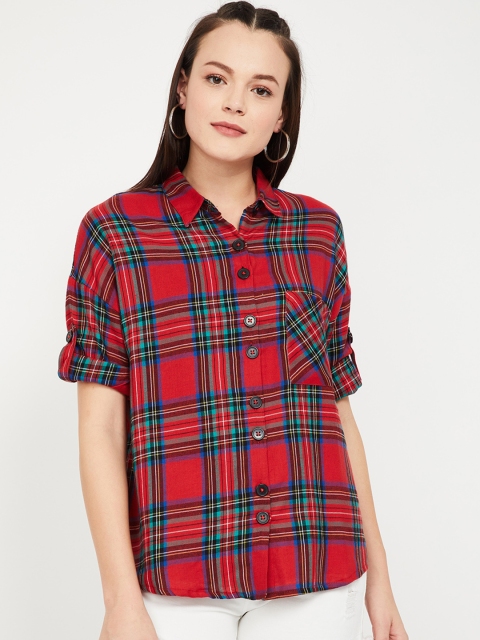 

Fame Forever by Lifestyle Women Red & Blue Regular Fit Checked Casual Shirt