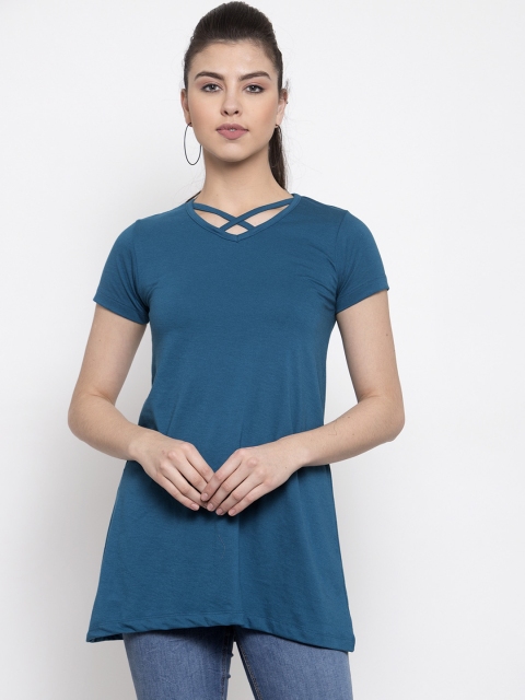 

Kalt Women Teal Blue Solid A-Line Top