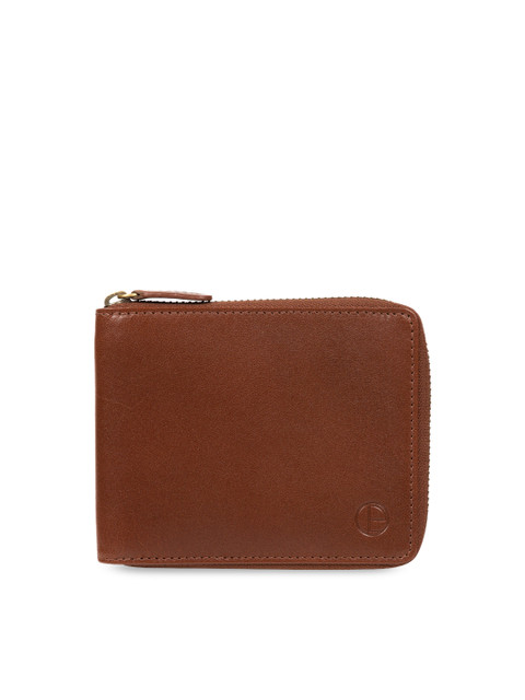 

PURE LUXURIES LONDON Men Tan Brown Solid Zip Around Wallet