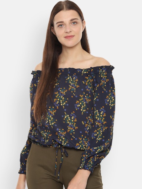 

Van Heusen Woman Women Navy Blue Printed Bardot Top