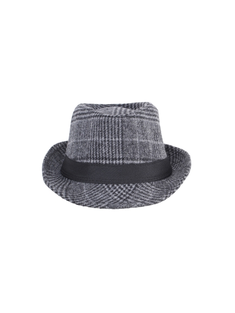 

Alvaro Castagnino Men Black & White Checked Fedora Hat