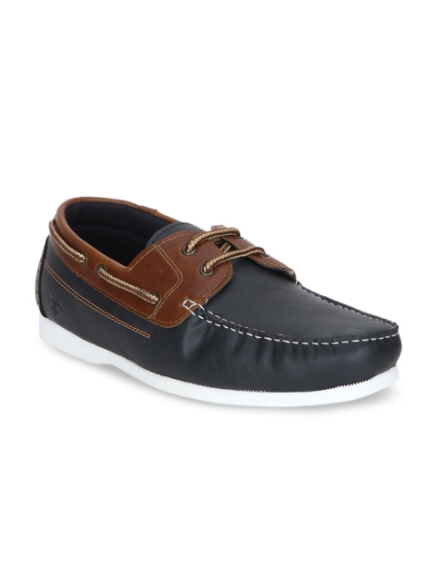 

Bond Street By Red Tape Men Navy Blue & Brown Boat Shoes