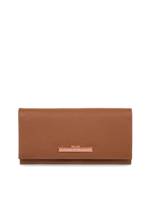 

PURE LUXURIES LONDON Women Tan Brown Textured Genuine Leather Winslett Wallet