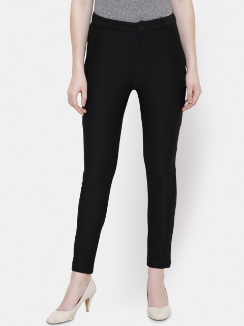 

Yaadleen Women Black Smart Skinny Fit Solid Regular Trousers