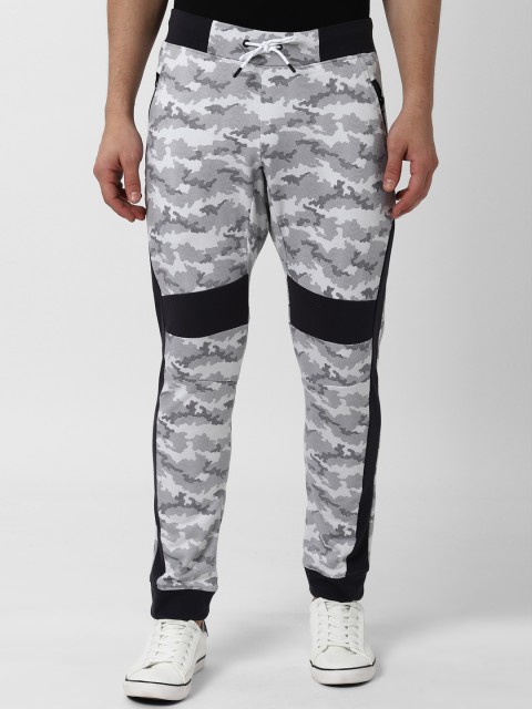 

Peter England Men Grey Melange & White Self-Design Joggers