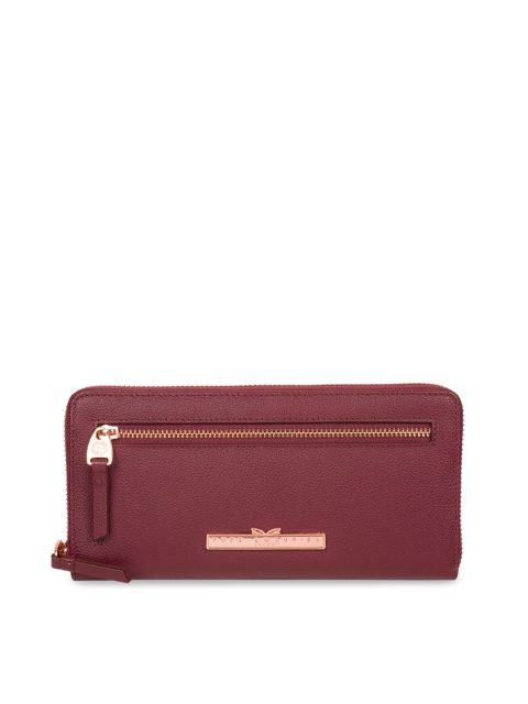

PURE LUXURIES LONDON Women Maroon Solid Genuine Leather Knightley Clutch