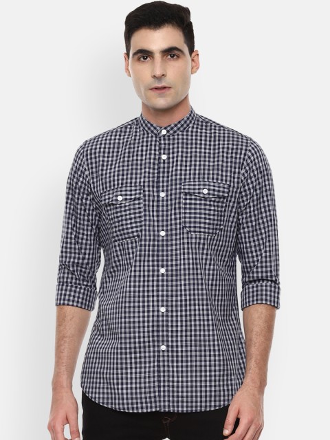 

Van Heusen Sport Men Navy Blue & White Slim Fit Checked Casual Shirt
