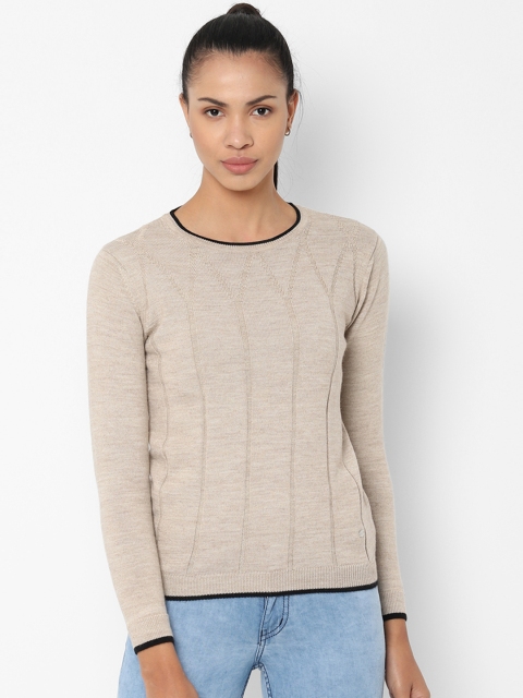 

Allen Solly Woman Beige Solid Pullover Sweater