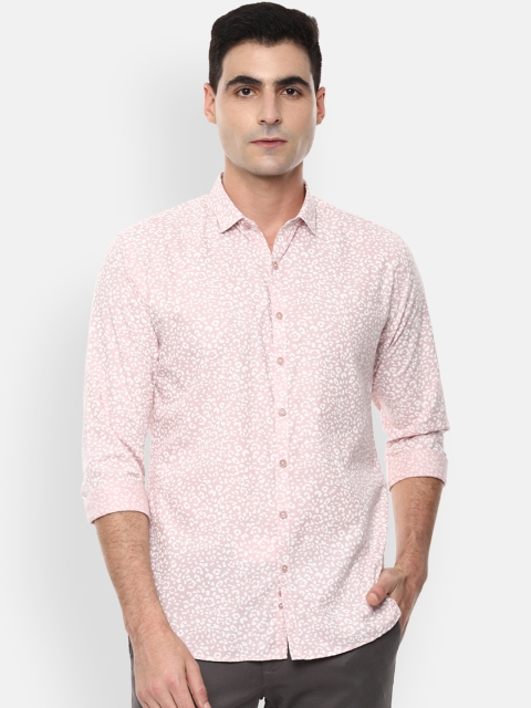 

V Dot Men Pink & White Slim Fit Printed Casual Shirt