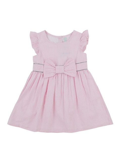 

Pantaloons Baby Girls Pink Striped Fit and Flare Dress