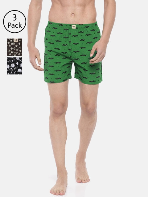 Urban Dog Men Pack of 3 Printed Boxers UDBX100_UDBX148_UDBX149, Green