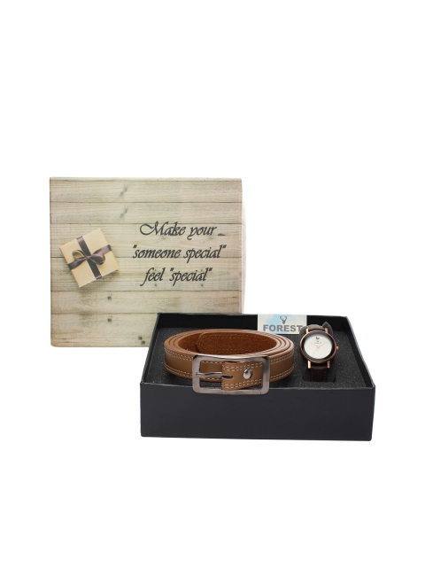 

Hobforestessentials Women Watch & Belt Gift Set, White