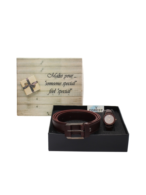 

Hobforestessentials Women Watch & Belt Gift Set, Brown