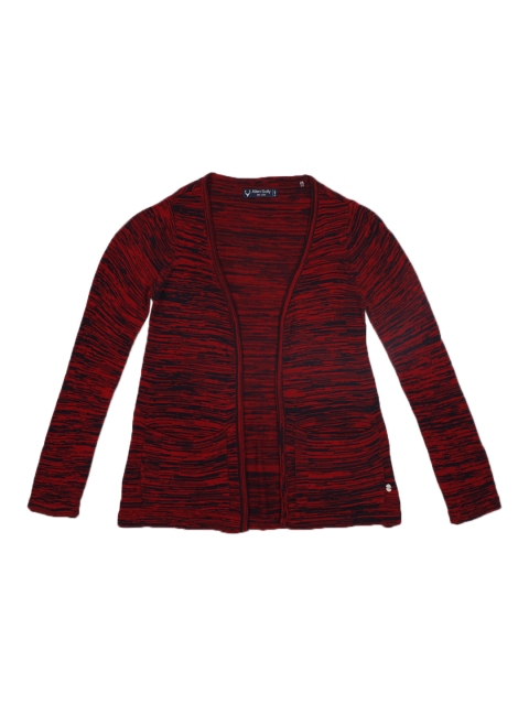 

Allen Solly Junior Girls Maroon & Black Printed Open Front Shrug