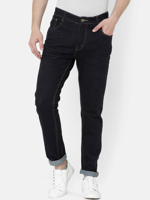 

CINOCCI Men Navy Blue Slim Fit Mid-Rise Clean Look Stretchable Jeans
