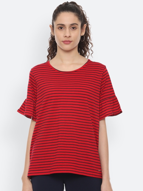 

Van Heusen Woman Women Red Striped Boxy Pure Cotton Top