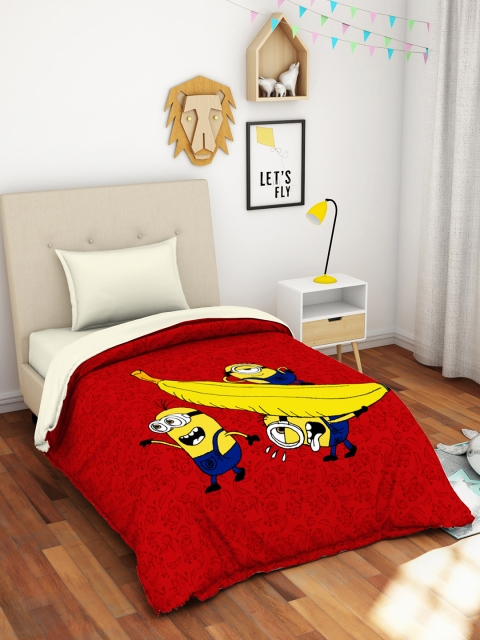 

SPACES Red Cartoon Characters Minion AC Room 300 GSM Single Bed Blanket