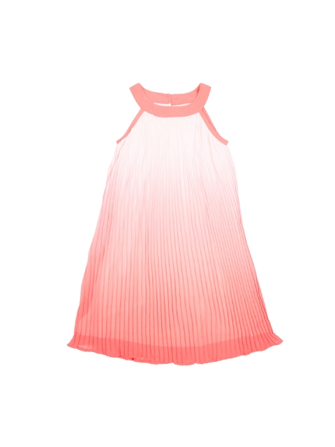 

Pantaloons Junior Girls Coral Pink Tie & Dye A-Line Dress