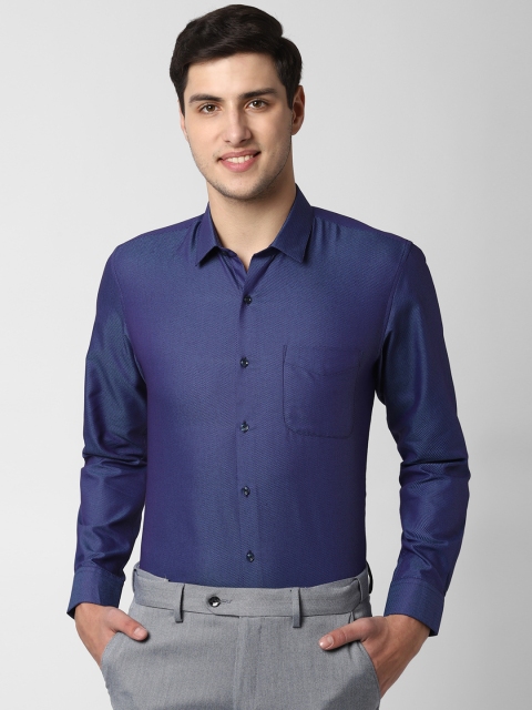 

Peter England Men Navy Blue Slim Fit Self Design Formal Shirt