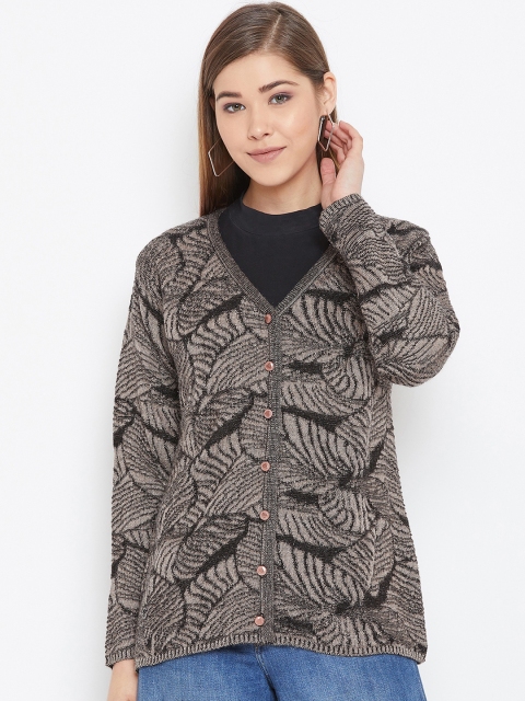 

Duke Women Black & Brown Self Design Cardigan Sweater