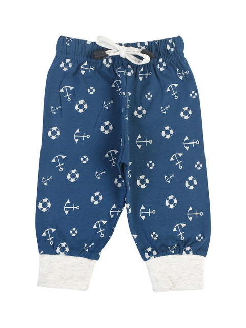 

CRAZYPENGUIN Boys Navy Blue & Grey Printed Joggers