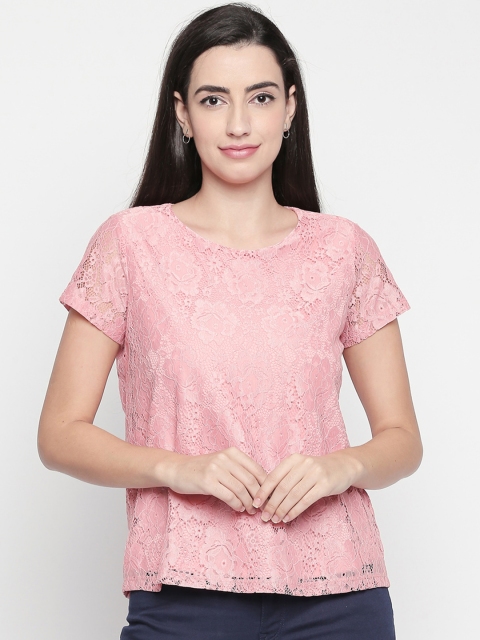 Honey by Pantaloons Women Pink Self Design Top