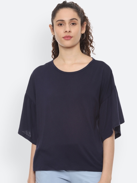 

Van Heusen Woman Women Navy Blue Solid Top
