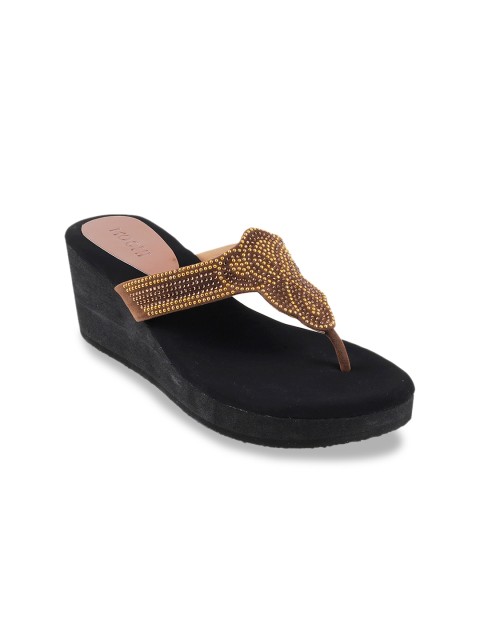

Mochi Women Brown & Black Solid Sandals