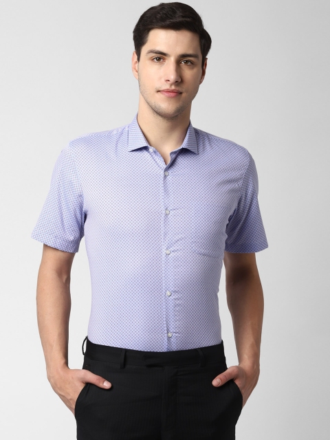 

Peter England Men Blue Regular Fit Checked Formal Shirt