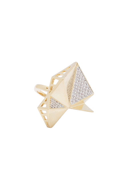 

shaze Women Gold-Toned Stone-Studded Faceted Ring