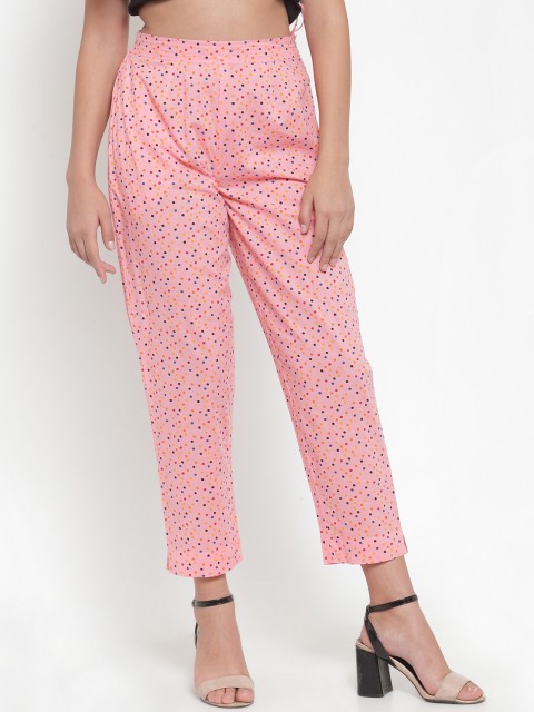 

Indibelle Women Pink Regular Fit Printed Regular Trousers