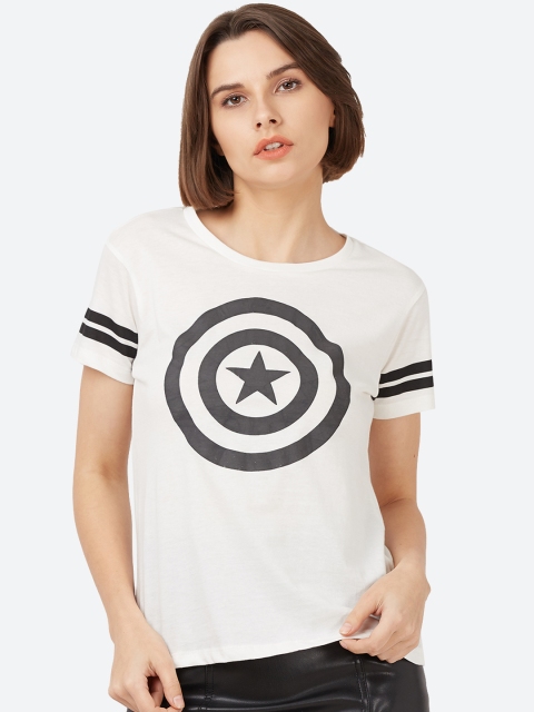 

Free Authority Women White Captain America Printed T-shirt