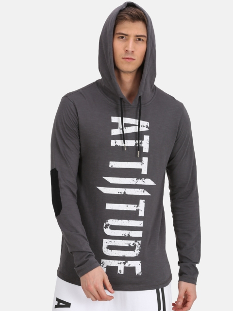 

ATTIITUDE Men Grey Printed Hood Slim Fit T-shirt