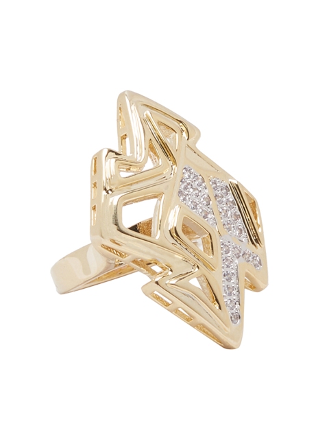 

shaze Gold-Toned Stone-Studded Ring