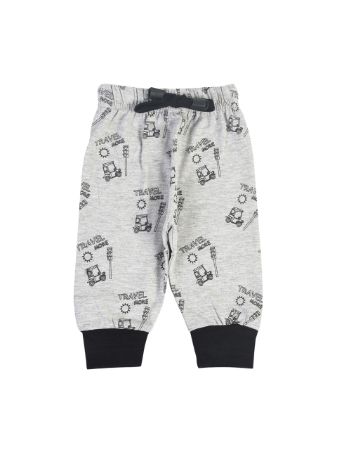 

CRAZYPENGUIN Boys Grey Melange Printed Joggers