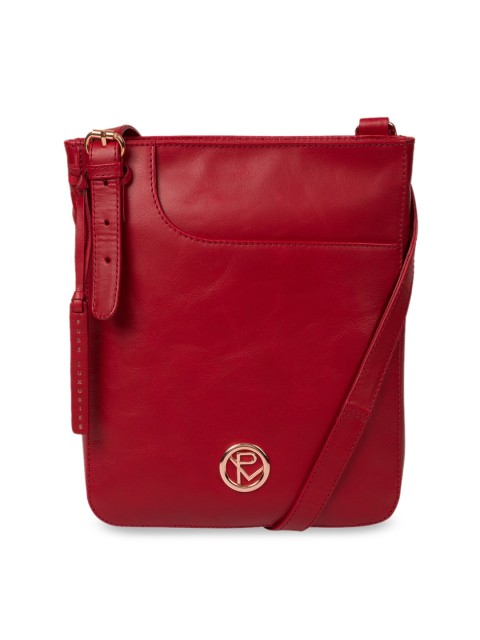 

PURE LUXURIES LONDON Red Solid Genuine Leather Kahlo Sling Bag