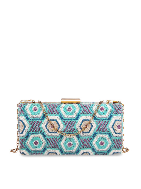 

Diana Korr Blue & Purple Marble Embellished Box Clutch