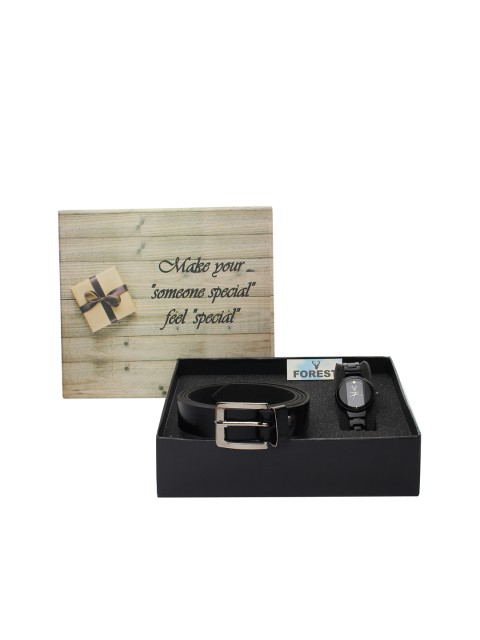 

Hobforestessentials Women Watch And Belt Gift Set, Black