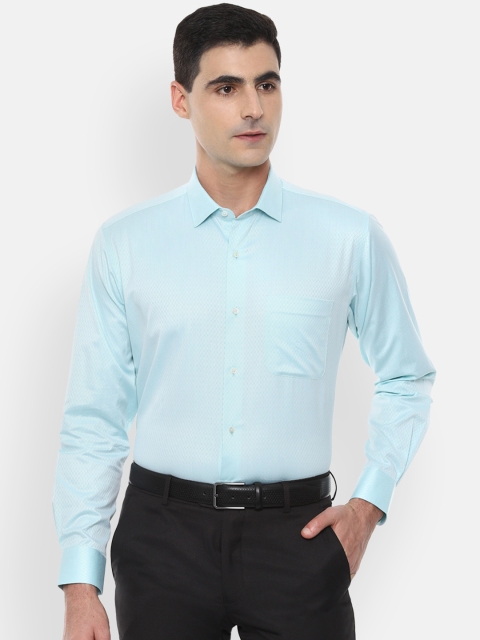 

Van Heusen Men Turquoise Blue Regular Fit Self Design Formal Shirt