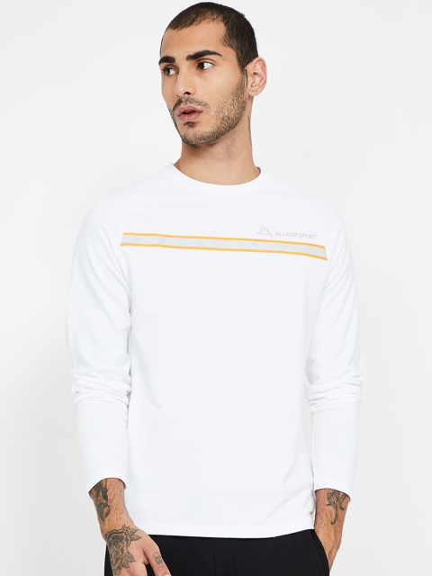 

Kappa Men White Striped Round Neck Pure Cotton T-shirt