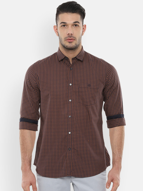 

Van Heusen Sport Men Brown & Black Slim Fit Checked Casual Shirt
