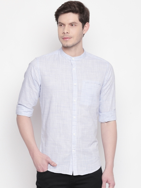 

BYFORD by Pantaloons Men Blue Slim Fit Self Design Casual Shirt