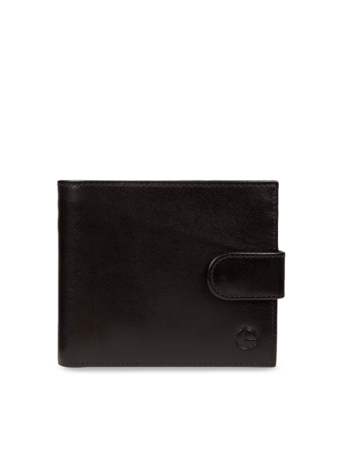 

PURE LUXURIES LONDON Men Black Solid Genuine Leather Hooper Wallet