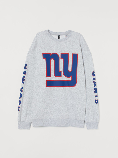 

H&M Women Grey & Navy Blue Printed Sweatshirt