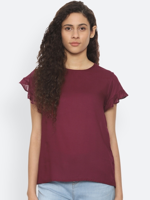 

People Women Burgundy Solid Regular Top