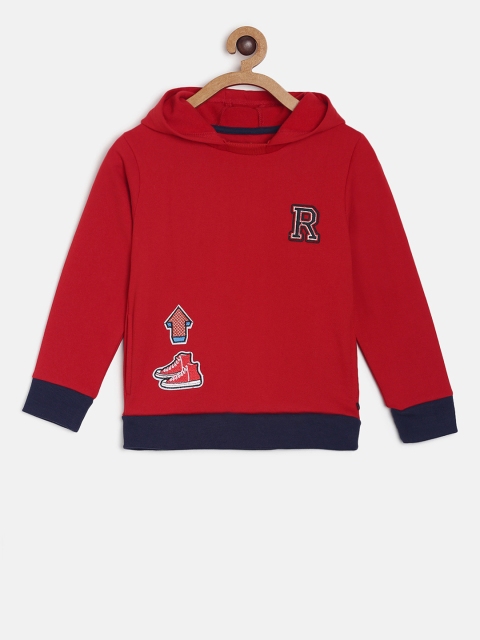 

TALES & STORIES Boys Red Solid Hooded Sweatshirt