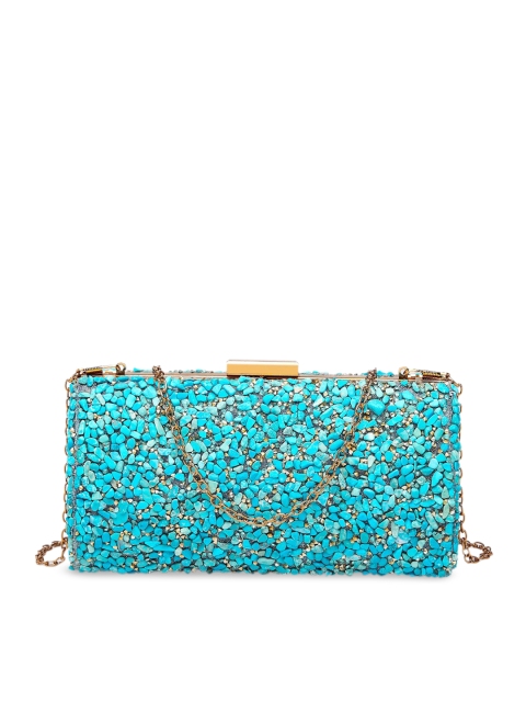 

Diana Korr Blue & Green Marble Embellished Box Clutch